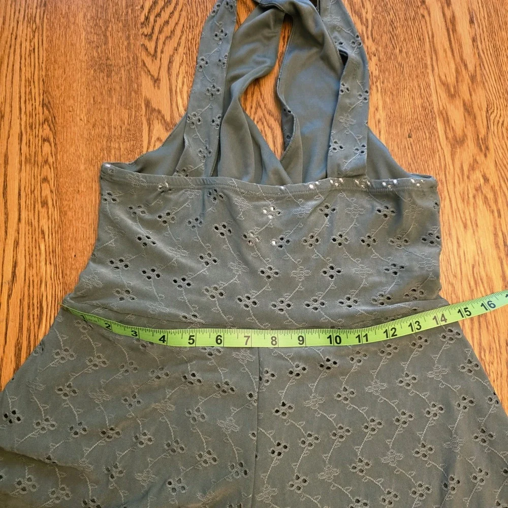 Heart And Heels Eyelet Dress Jumper Juniors M Sage Green Boho Casual Embroidered - Picture 9 of 13